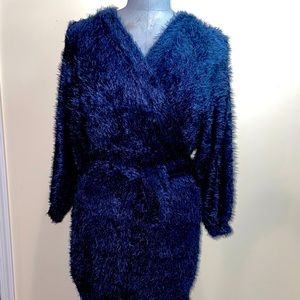 Faux fur sweater dress